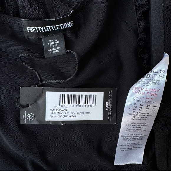 NWT PrettyLittleThing Corset | Black Lace Bustier Top (US 8 / UK 12) - Picture 3 of 7